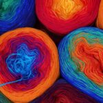 Bunte Farbverlaufs-Wollknäuel in Regenbogenfarben